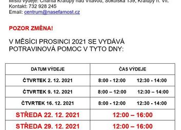 Potravinová pomoc - prosinec 2021