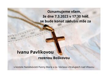 Zádušní mše za naši bývalou kolegyni