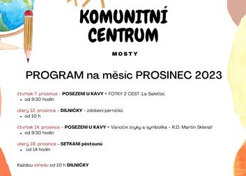 Program Komunitního centra Mosty na prosinec